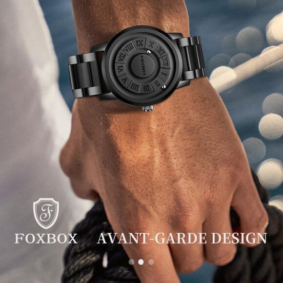 Futuristic Unisex Quartz Watch with Leather Strap & Magnetic Levitation Features - Picture 3 of 9